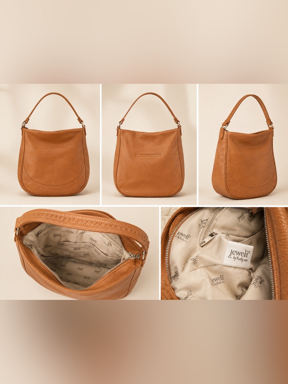 Thirty-One Midway Hobo Bag Tan Pebbled Faux Leather Shoulder Purse